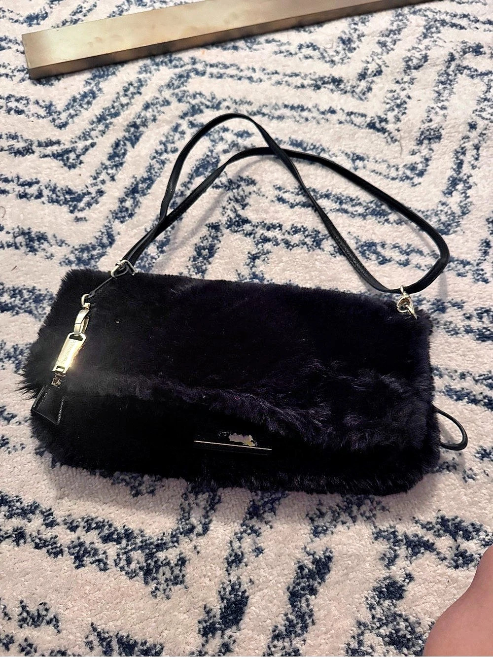 Steve Madden Black Faux Fur Crossbody Bag